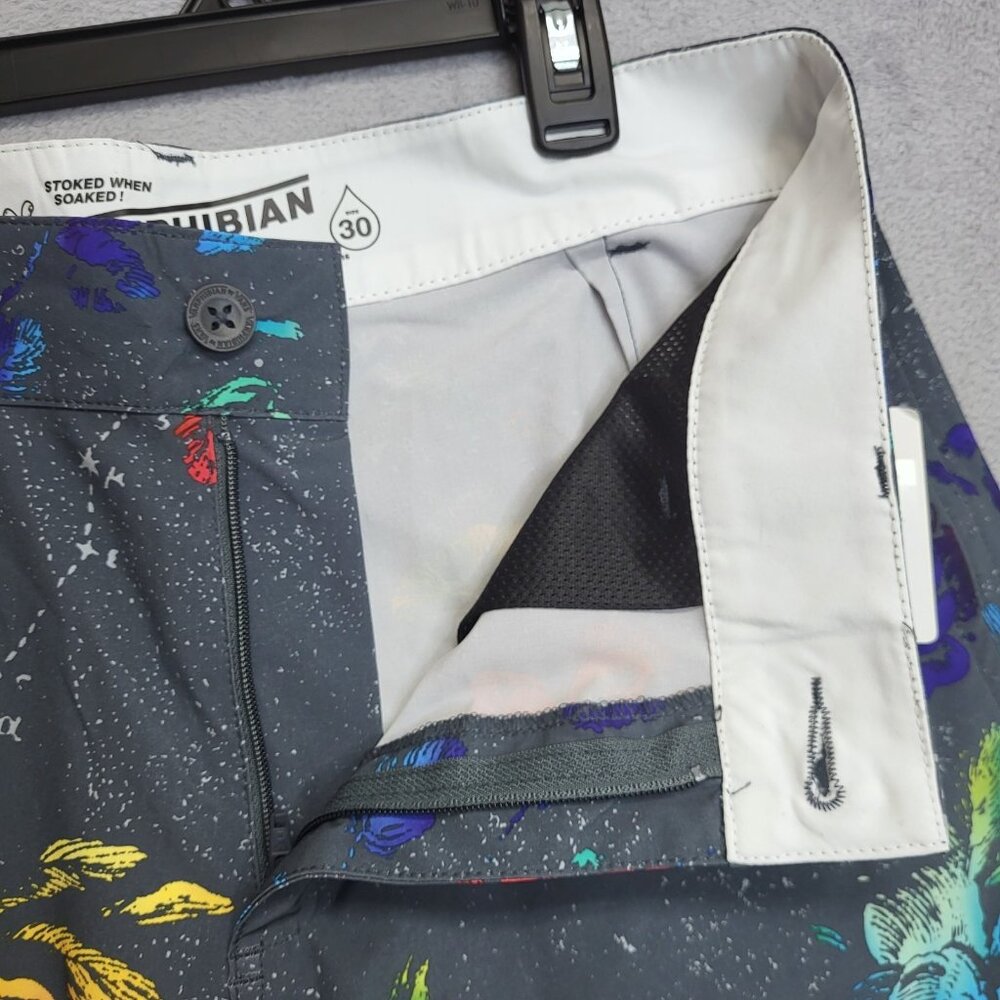 Vans Shorts Mens 30 Gray Floral Vanphibian Hybrid Board Swim Trunks Surf Beach - Picture 9 of 15